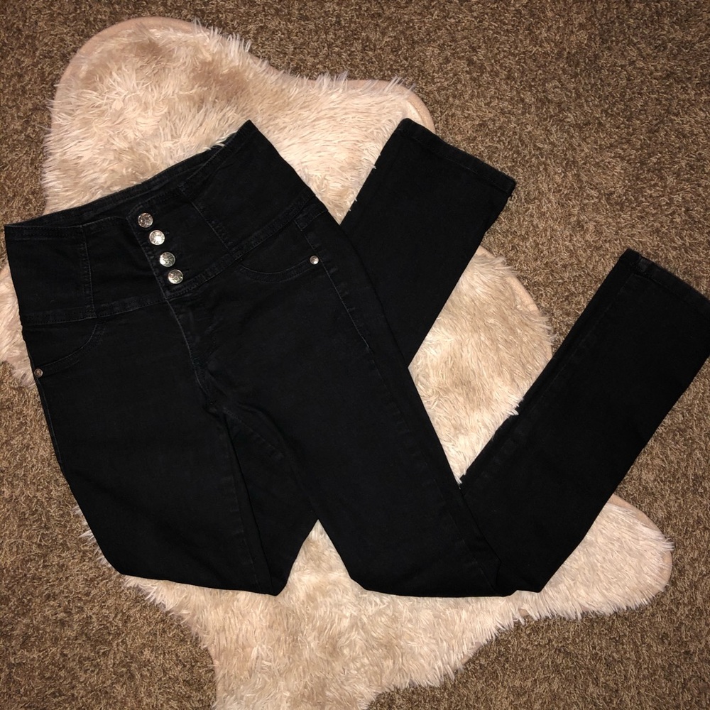 Black High Waisted Skinny Jeans by Nissi